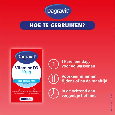 Dagravit Vitamine D3 10 μg Parels 100 stuks