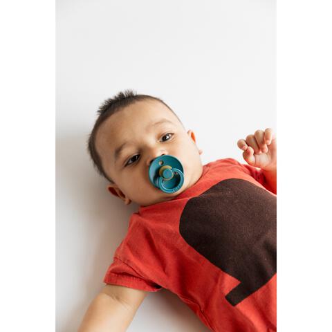 BIBS Colour Fopspeen Rond Latex Maat 2 Petrol/Sage/Baby Blue/Iron 4 stuks