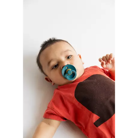 BIBS Colour Fopspeen Rond Latex Maat 2 Petrol/Sage/Baby Blue/Iron 4 stuks