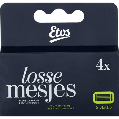 Etos Scheermes Man Navul 6 Blads Zwart 4 stuks
