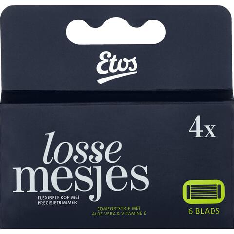 Etos Scheermes Man Navul 6 Blads Zwart 4 stuks