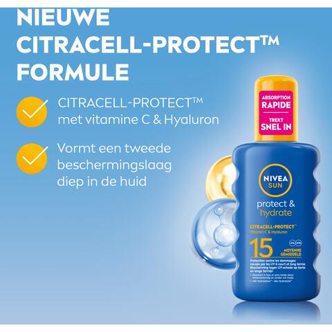 NIVEA SUN Zonnebrand Protect & Hydrate Spray SPF 15 200 ML