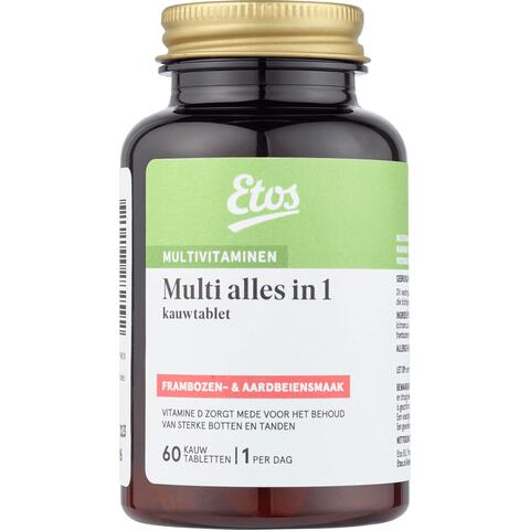 Etos Multi Alles in 1 Kauwtabletten Frambozen- & Aardbeiensmaak 60 stuks