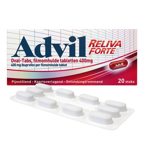 Advil Reliva Forte Oval-Tabs 400 MG Ibuprofen voor Pijn en Koorts 20 stuks