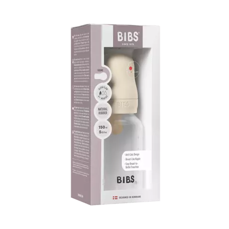 BIBS Babyfles Slow Flow Latex Ivory incl. opvouwbaar trechtertje 150 ML
