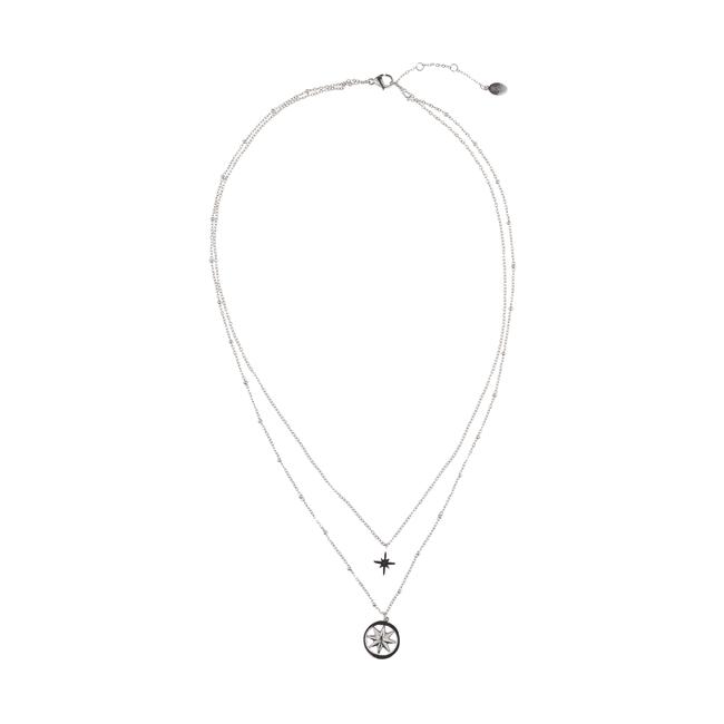 BiSjU Jewellery Ketting Met Dubbele Ster Silver Stainless Steel