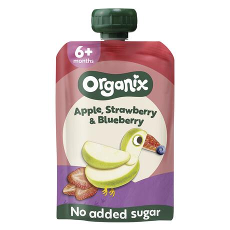 Organix Knijpfruit Appel Aardbei Bosbes 6+ Maanden 100 gram