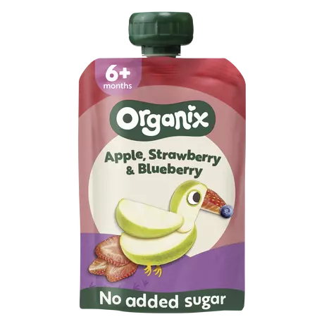 Organix Knijpfruit Appel Aardbei Bosbes 6+ Maanden 100 gram