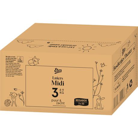 Etos Puur & Zacht Luiers Maat 3 Midi 4-9 kg 90 stuks