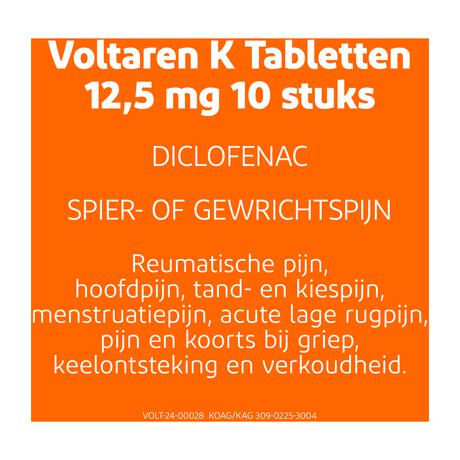 Voltaren K 12,5 MG Pijnstiller Filmomhulde Tabletten Diclofenac-Kalium 10 stuks