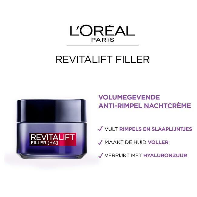 L'Oréal Paris Revitalift Filler Hyaluronzuur Anti-Rimpel Nachtcrème 50 ML