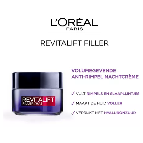 L'Oréal Paris Revitalift Filler Hyaluronzuur Anti-Rimpel Nachtcrème 50 ML