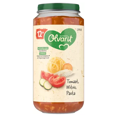 Olvarit Tomaat Witvis Pasta 12+ Maanden 250 gram