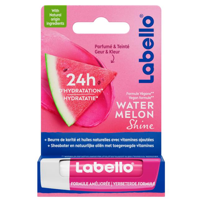 Labello Watermelon Shine Lippenbalsem 24u Hydratatie Roze 1 Stuk