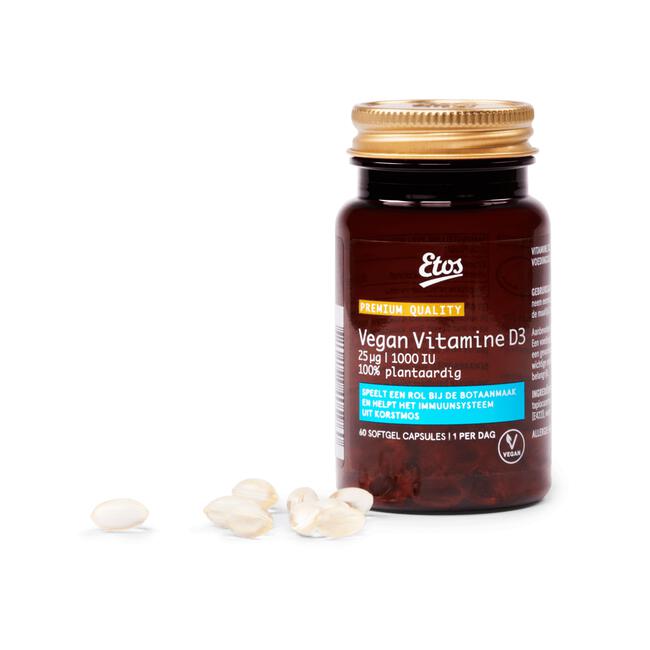 Etos Premium Vegan Vitamine D3 25ug | 1000IU 60 stuks