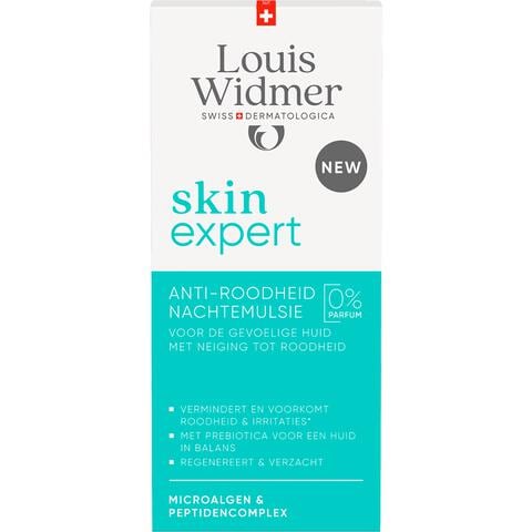 Louis Widmer Skinexpert Anti-Roodheid Nachtemulsie Zonder Parfum 50 ML