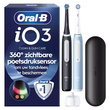 Oral-B iO 3 Zwart & Blauw Duo Elektrische Tandenborstels
