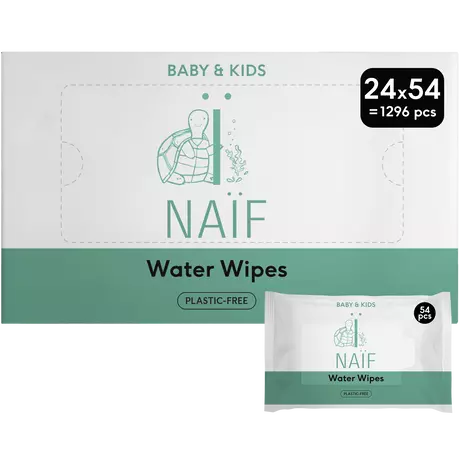 Naïf Plasticvrije Water Billendoekjes 24x54 stuks