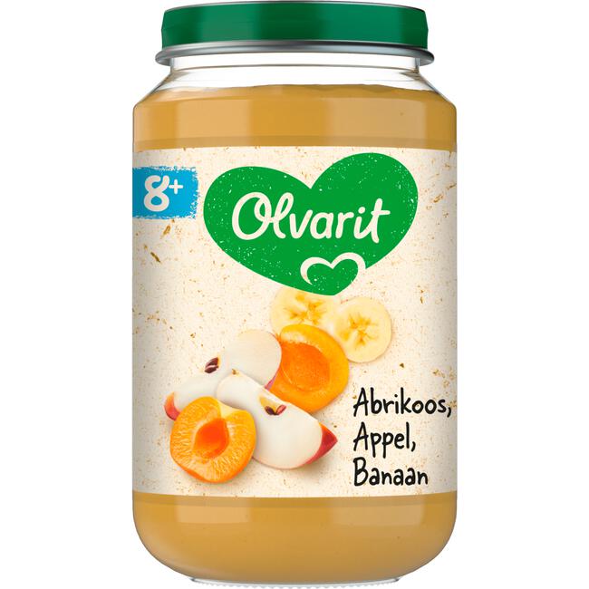 Olvarit Abrikoos Appel Banaan Fruithapje 8+ maanden 200 GR