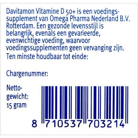 Davitamon Vitamine D 50+ Tabletjes Citroensmaak