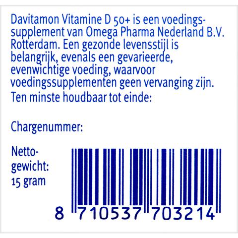 Davitamon Vitamine D 50+ Tabletjes Citroensmaak
