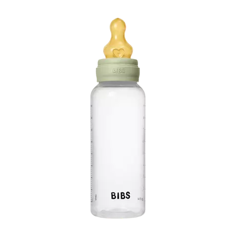 BIBS Babyfles Medium Flow Latex Sage incl. opvouwbaar trechtertje 270 ML