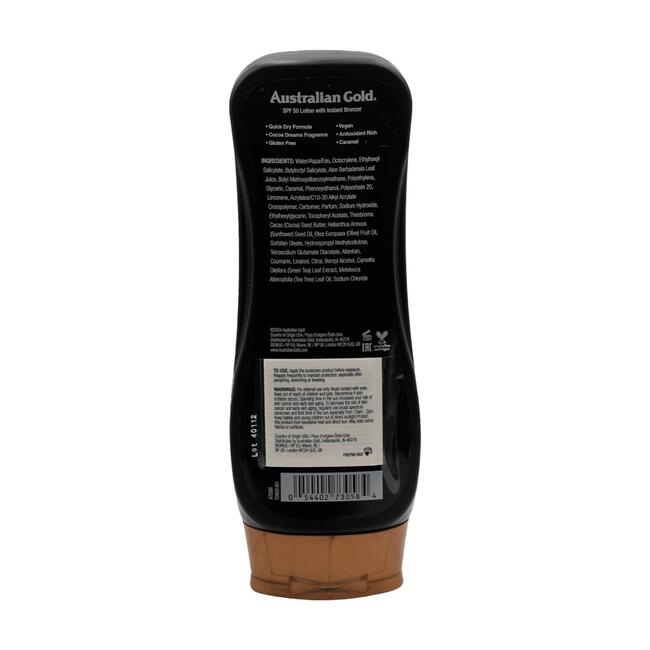 Australian Gold Tan & Protect Instant Bronzer Zonnebrand Lotion SPF50 237 ML