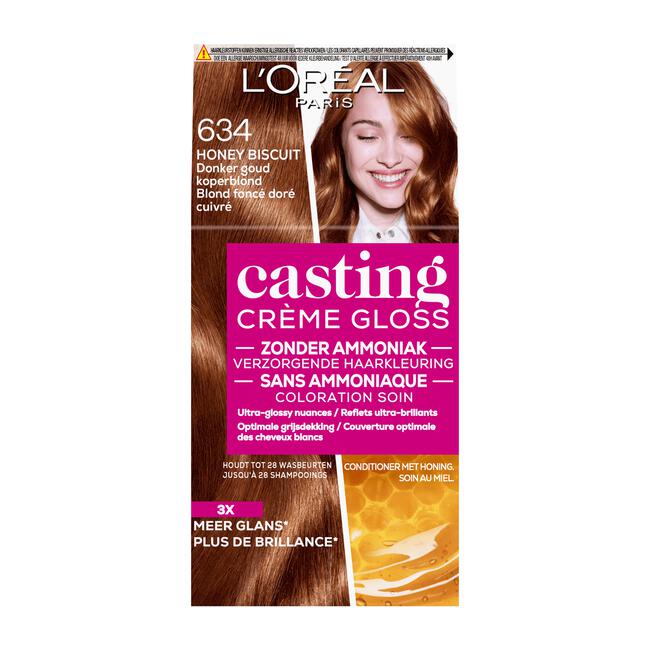 L'Oréal Paris Casting Crème Gloss Haarverf 634 Honey Biscuit Donker Goudkoperblond