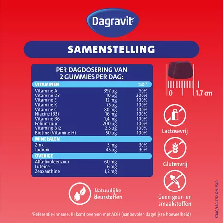 Dagravit Kids Multivitaminen Gummies Xtra + Eyecare 6-12 jaar 60 stuks