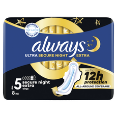 Always Ultra Maandverband Secure Night Extra Met Vleugels 8 stuks