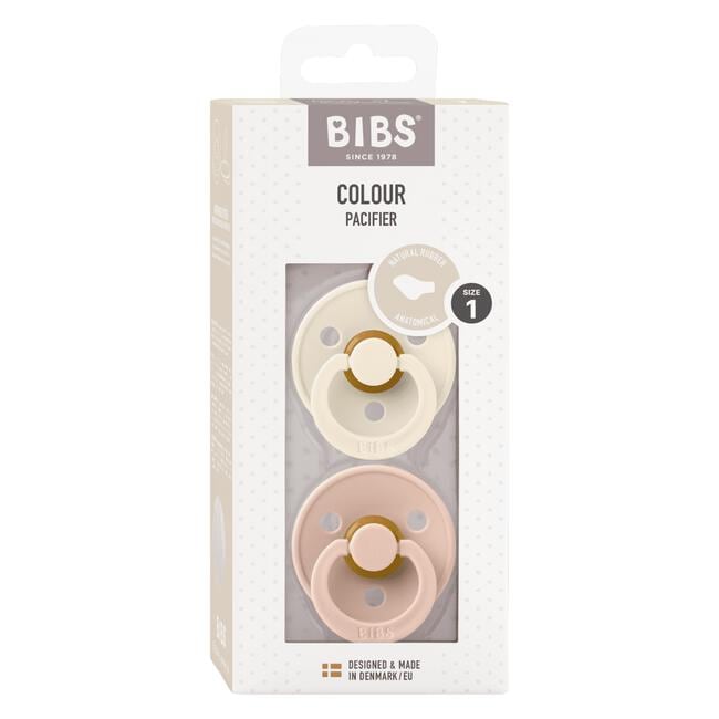 BIBS Anatomische Fopspeen Two Pack Natuurlijk Rubber  Ivory/Blush Maat 1