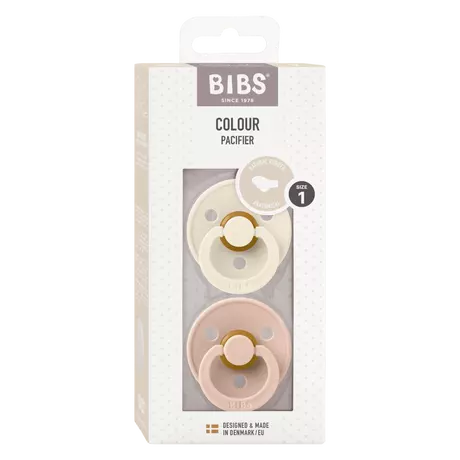 BIBS Colour Fopspeen Anatomisch Latex Maat 1 Ivory/Blush 2 stuks