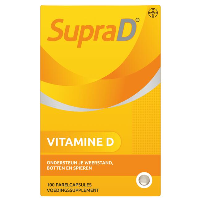 Supra D, vitamine d voor sterke botten en spieren 100 parelcapsules