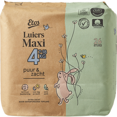 Etos Puur & Zacht Luiers Maxi Maat 4 7-18 kg 26 stuks