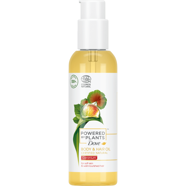 dove powered by plants geranium huid haar olie 100 ml