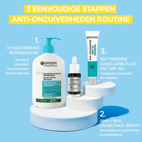 Garnier PureActive BHA + Niacinamide Daily fluid met SPF 50 40ML
