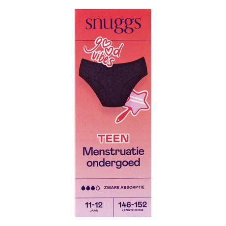 Snuggs Menstruatieondergoed Zware Menstruatie Teen Zwart 11-12 jaar