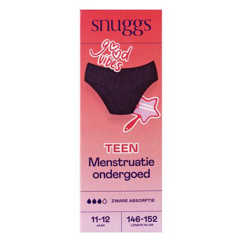 Snuggs Menstruatieondergoed Zware Menstruatie Teen Zwart 11-12 jaar