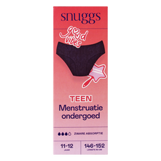 Snuggs Menstruatieondergoed Zware Menstruatie Teen Zwart 11-12 jaar