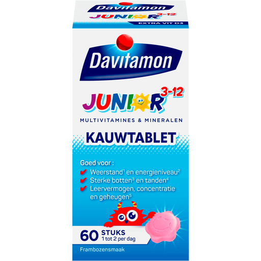 Davitamon Junior 3+ Kauwvitamines Framboos 60 stuks