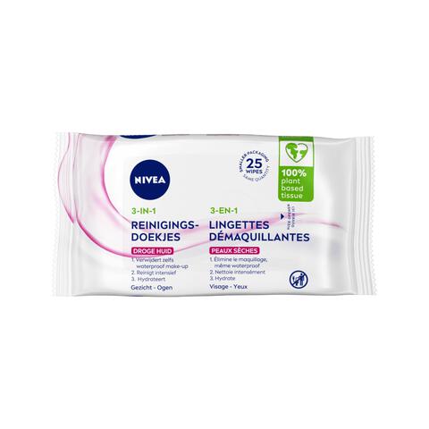 NIVEA 3-in-1 Reinigingsdoekjes Droge Huid 25 stuks