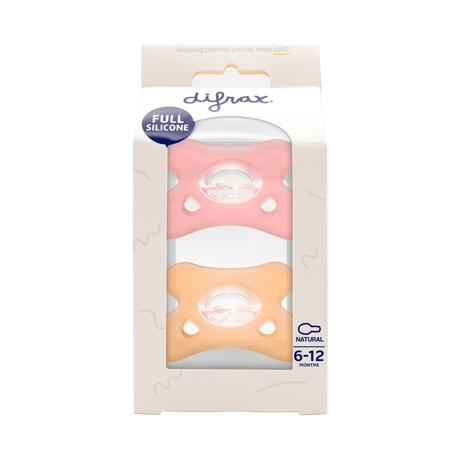Difrax Fopspeen natural siliconen 6-12M Raspberry/Caramel