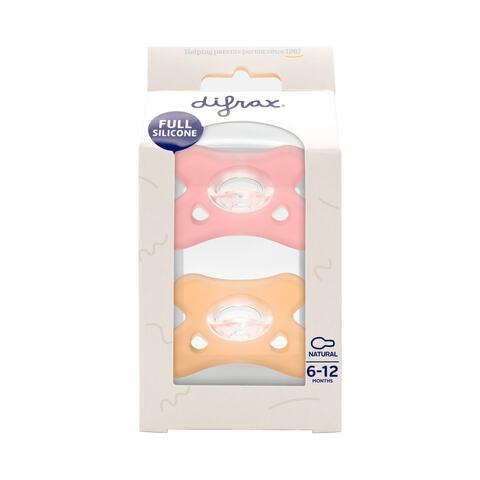 Difrax Fopspeen natural siliconen 6-12M Raspberry/Caramel