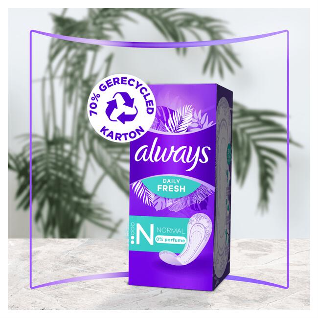 Always Daily Fresh Inlegkruisjes 0% Parfum Normal 58 Stuks