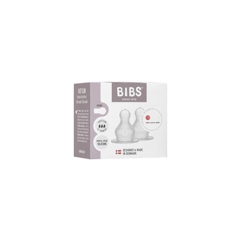 BIBS Baby Bottle Nipple Round Silicone Fast Flow 2 pak