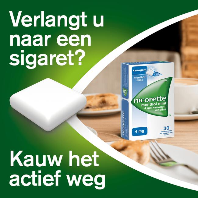 Nicorette Kauwgom Menthol Mint 4 mg