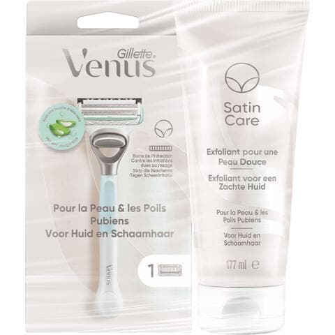Gillette Venus Voor Huid en Schaamhaar Scheersysteem + Exfoliant