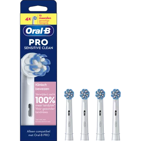 Oral-B Sensitive Clean Opzetborstels Wit 4 Stuks