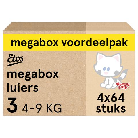 Etos Woezel & Pip Luiers Midi Maat 3 4-9 kg Megabox 4x64 stuks