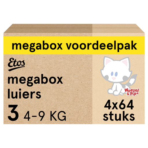 Etos Woezel & Pip Luiers Midi Maat 3 4-9 kg Megabox 4x64 stuks